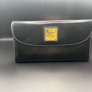 Dooney & Bourke Black Leather Wallet with Gold Logo Plate